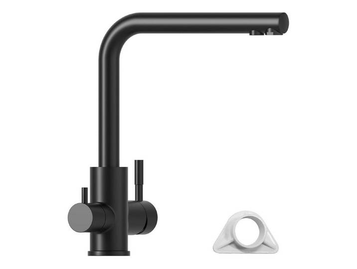 LuxusKollektion Küchenarmatur 3 Wege Wasserhahn Schwarz 360° Drehbar Mischbatterie für Wasserfilter