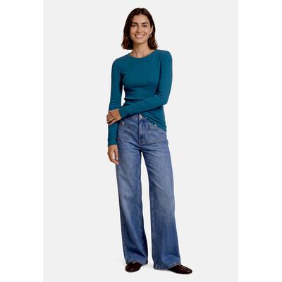 Kurzarmshirt ZERO "Damen figurbetont", Damen, Gr. 36, blau (reflecting pond), Jersey, Obermaterial: 95% Baumwolle, 5% Elasthan, Basic, figurbetont hüftlang, Rundhals, Shirts, Gerippt