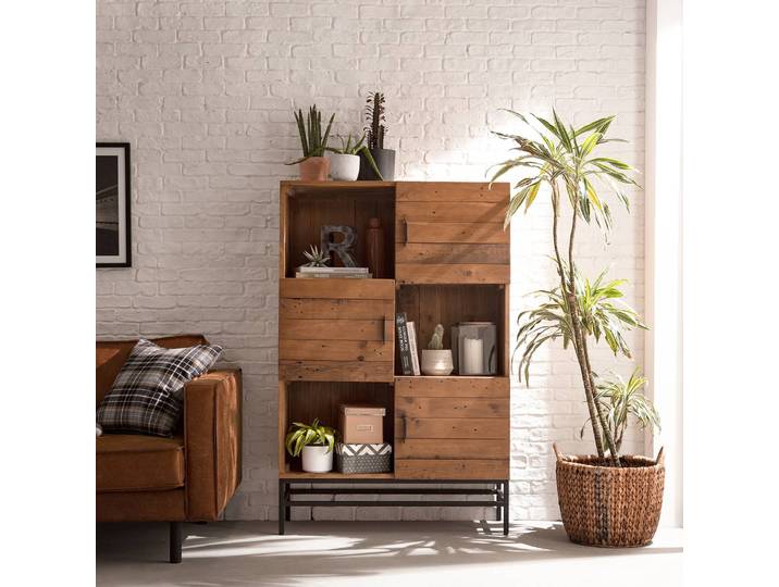 Buffet haut 90 x 140 x 35cm Marron/Pin foncé