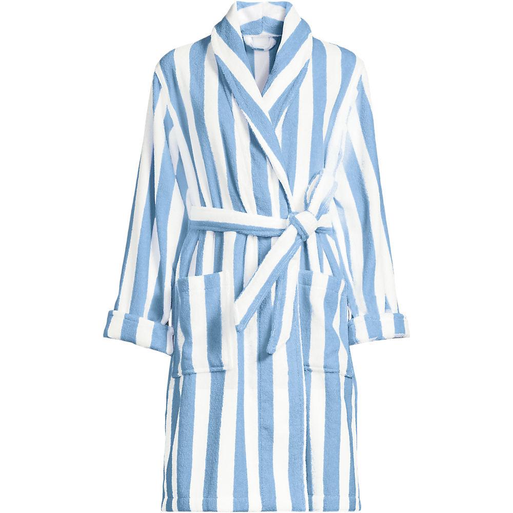 Knielanger Bademantel aus Baumwoll-Frottee in Plus-Größe, Damen, size: plus, Blau, by Lands' End