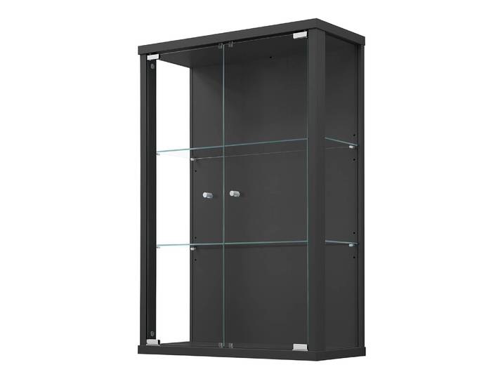 Hängevitrine I 56 x 82 x 25cm ohne Beleuchtung Schwarz/Schwarz