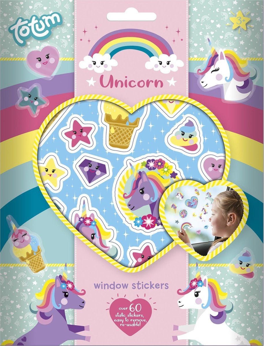 Totum Unicorn Raamsticker set met 60+ stickers voor kinderen