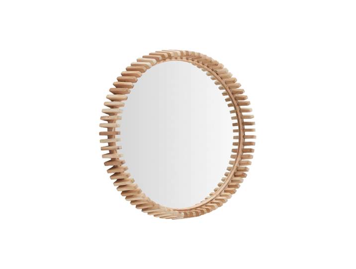 Design Wandspiegel „Polko“ mit Rahmen aus massivem Teakholz Ø 60 cm Kave Home