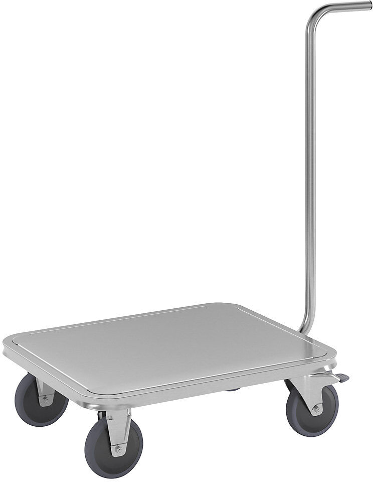 kaiserkraft Edelstahl-Griffroller, Radsatz Edelstahl, Tragfähigkeit 250 kg