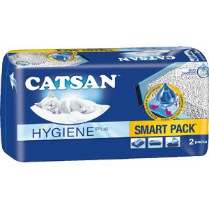 Catsan Katzenstreu Smart Pack, aus Quarzsand und Kalk, nicht klumpend, geruchsbindend, 2x 4 Liter
