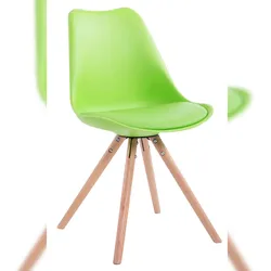 Décoshop26 - Skandinavischer Esszimmerstuhl aus grünem Kunststoff und PVC mit runden hellen Holzbeinen 10_0008732 10_0008732