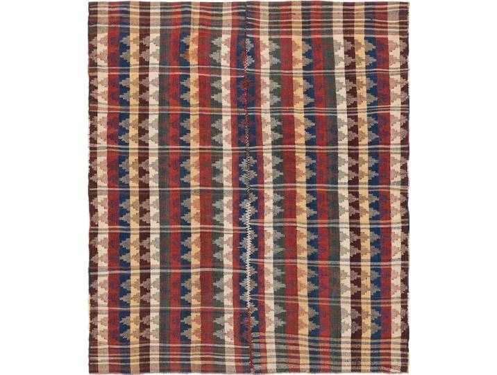 Kelim Fars Jajim Alt Teppich 158x191 Handgewebt Orientteppich Perserteppich Wolle