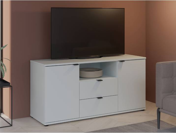 GINNY TV-Unterschrank, Material Spanplatte, Hellgrau