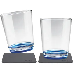 Silwy Tritan-Magnetgläser mit Untersetzer 2er Set  (250 ml) Blau