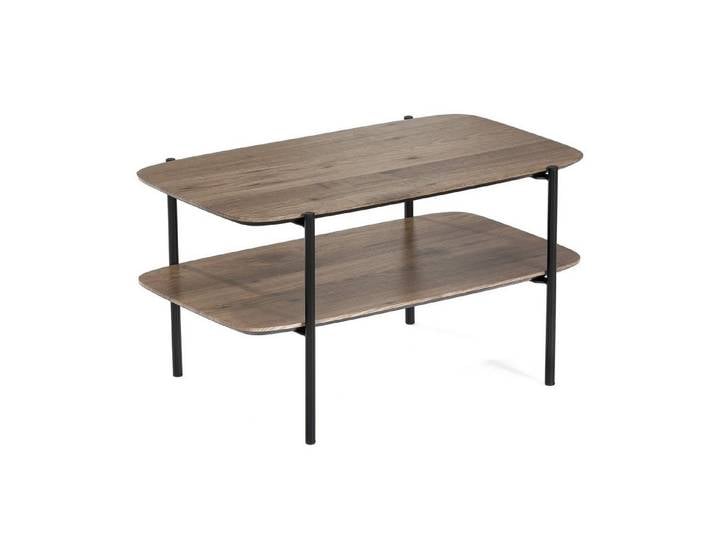 Wohnando Couchtisch Couchtisch Alexandros 70x42x38cm, braunes Piniendekor, Sofatisch, mit Ablagefach, Wohnzimmer, kleiner moderner Tisch