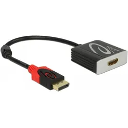 Delock Adapter DisplayPort - HDMI, 4K/60Hz, aktiv, HDR support (HDMI, 20 cm), Data + Video Adapter, Schwarz