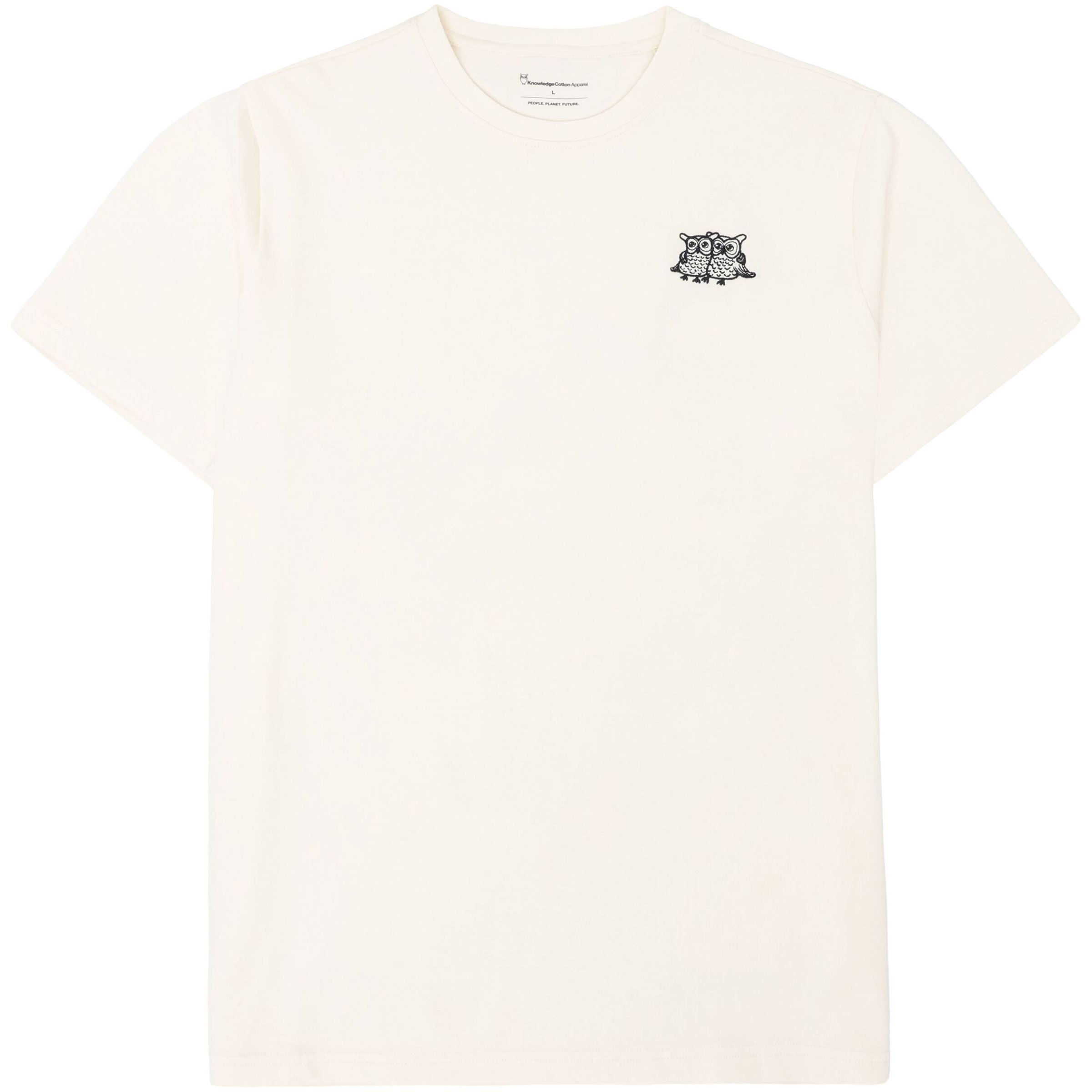 KnowledgeCotton Apparel Owl Chest Embroidery Herren T-Shirts weiss Größe L Lifestyle Atmungsaktiv