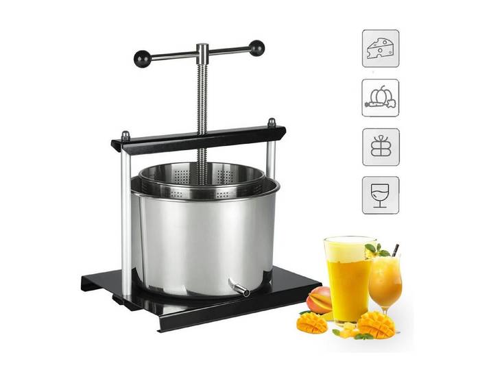 Melko Entsafter Entsafter Saftpresse Weinpresse 12 L Edelstahl Auslaufrohr Obstmühle, rostfrei
