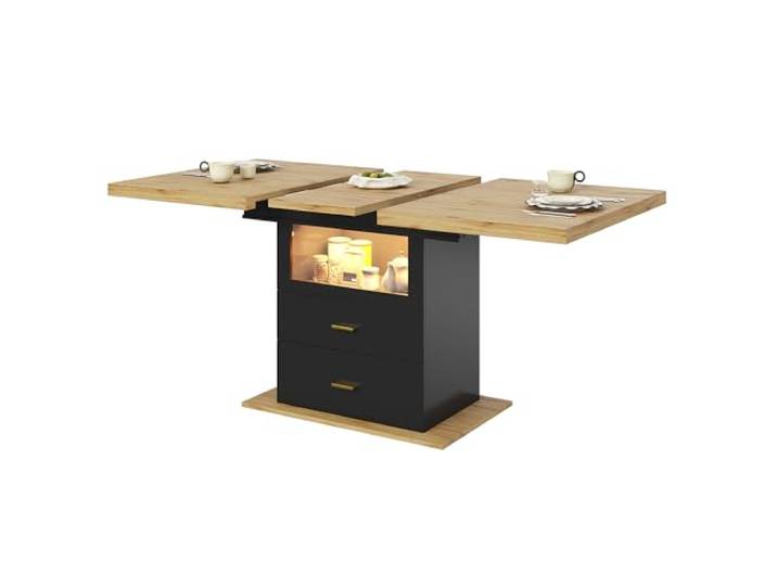 Ropilly Ausziehbarer Esstisch für 6 Personen mit LED-Beleuchtung Ausziehbar von 110 auf 140 cm mit zwei Schubladen LED-Beleuchtung und Platz für 6 Personen
