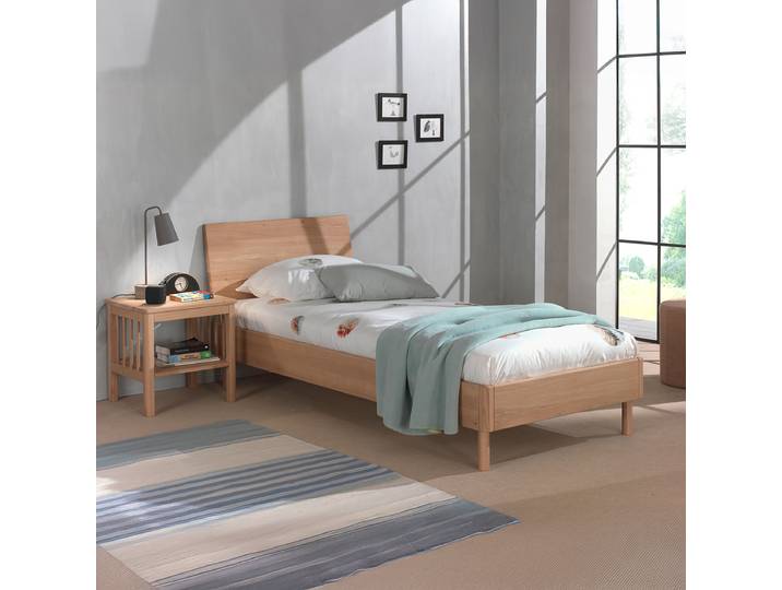 Einzelbett - Holzkopfteil 2-tlg 90 x 200cm Braun/Eiche