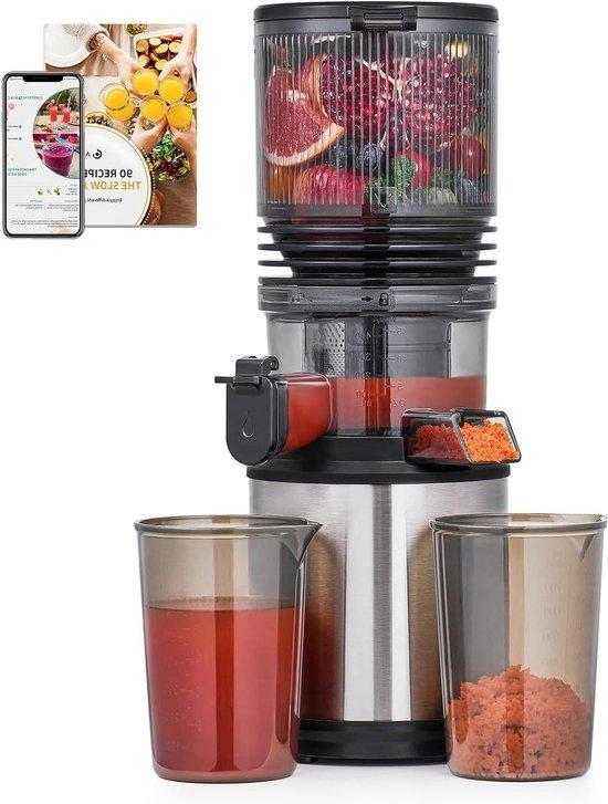 Slowjuicer - Saftzentrifuge - Saftmaschine - Gesunde Saftgewinnung - Hohe Saftausbeute - 160 mm - Silber