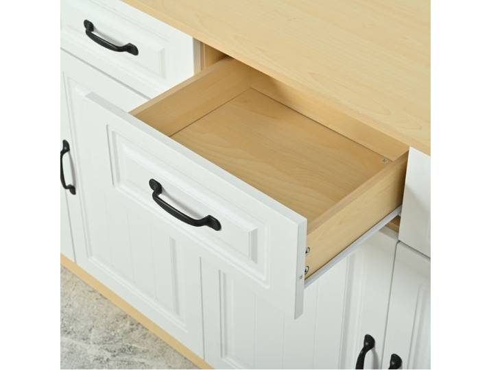 ROVRYN Buffet bas 160 x 35 x 80 cm 4 tiroirs 4 portes MDF blanc et bois naturel