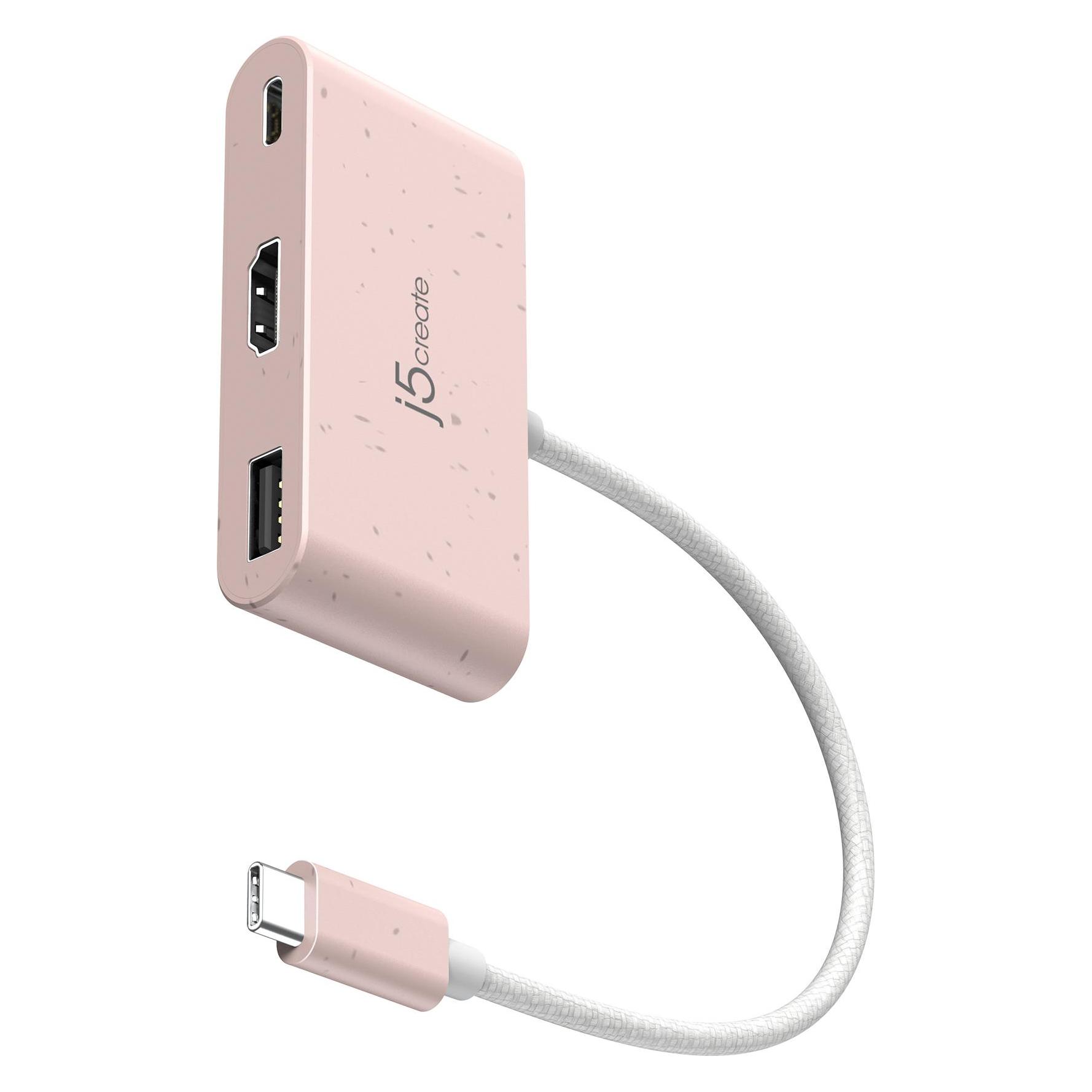 j5Create JCA379ER-N Umweltfreundlicher USB-C-zu-HDMI- & USB-Anschluss Typ A mit Power Delivery (USB-C, 3 Ports) (JCA379ER-N)