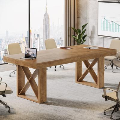 OEM 63-Inch Long Wood Conference Table, Simple Meeting Desk for Home Office & Small Team Gatherings