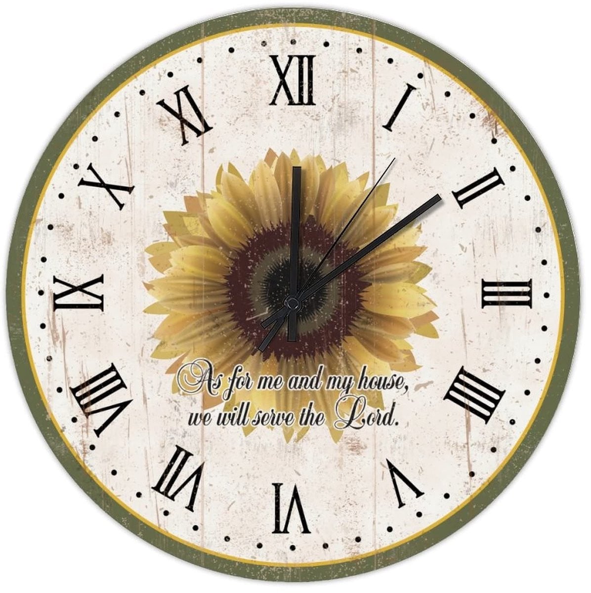 Solidchoice Retro Bloemen Zonnebloem Wandklok - Ronde Houten Wandklok