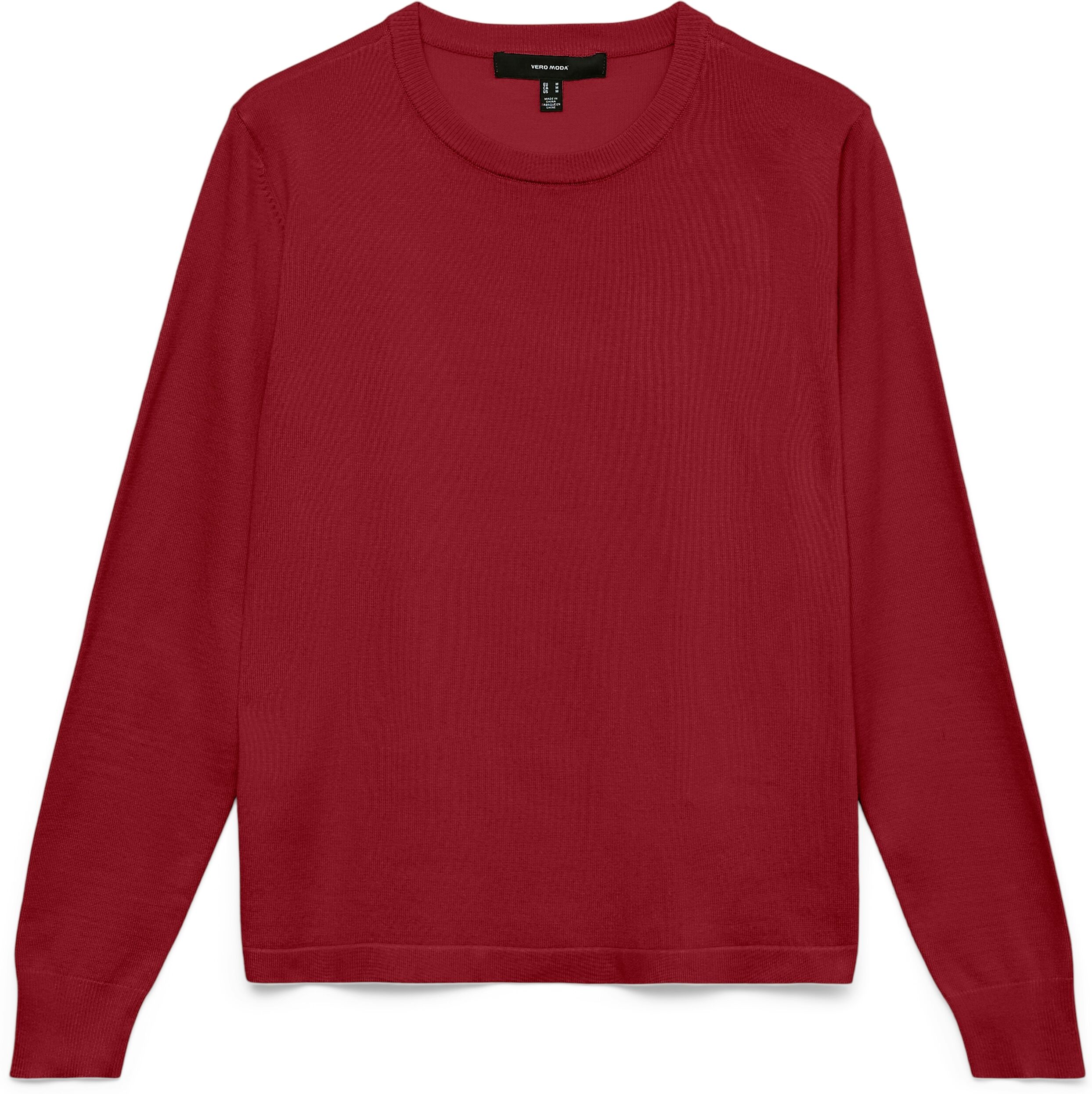 Strickpullover VERO MODA "VMSILJE LS O-NECK PULLOVER NOOS", Damen, Gr. M, rot (biking rot), Strick, Obermaterial: 77% Viskose, 23% Polyester, unifarben, regular fit normal, Rundhals, Pullover Strickpullover biking rot M