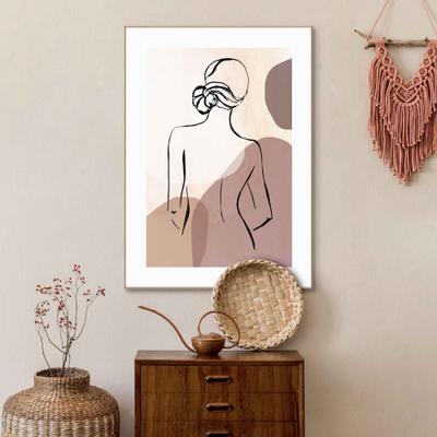 Bild REINDERS "Gerahmtes Bild Frau Stiftzeichnung - Abstrakt - Rücken", braun (farbe bild(er): braun), B:50cm H:70cm, MDF, Bilder, Bild