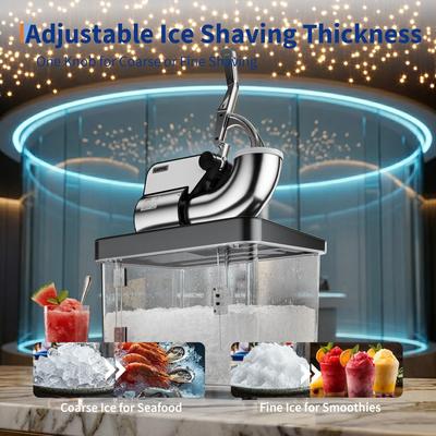 Garvee High Efficiency Commercial Ice Shaver Machine, Double Stainless Steel Blades, 50L Shaved Ice Machine