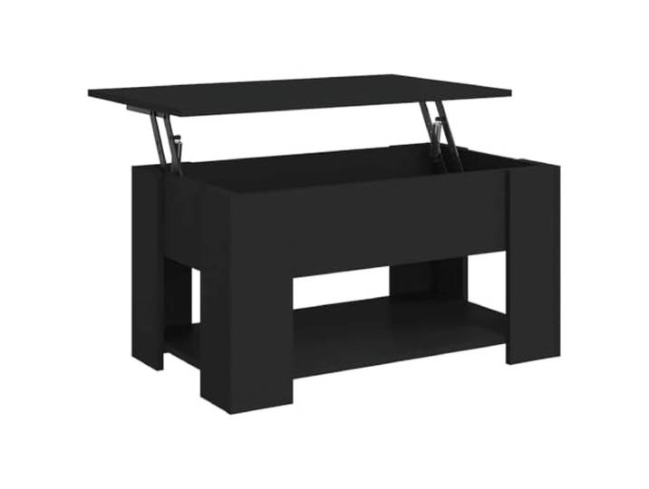 Roanoer Couchtisch Höhenverstellbar Schwarz 79x49x41 cm Holzwerkstoff Verstecktes Staufach und anhebbare Tischplatte für flexibles Arbeiten und Essen im Wohnzimmer oder Jugendzimmer.