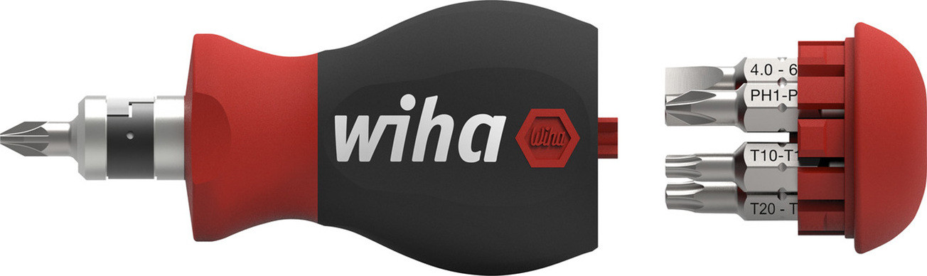 Wiha 7-delige Stubby schroevendraaierset met SL, PH, PZ, zeskant en Torx