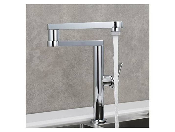 Küchenarmatur, Klappbarer Küchenarmatur aus Messing, Doppelgelenk, Schwenkarme, heißes, kaltes Wasser, dreiteilige Verlängerung, Waschbeckenarmatur mit zwei Funktionen(Chrome Double)