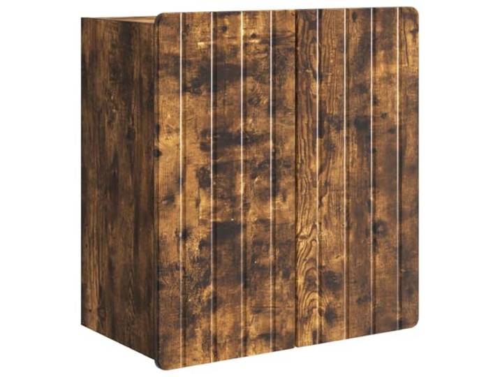 HKLGBVCR Wandschrank, rauchfarbene Eiche, 59 x 31 x 64 cm, Holz Bretterregale, 90° drehbare Türen, Vintage-Stil, Wohnzimmer, organisierte Aufbewahrung, glatte Oberfläche