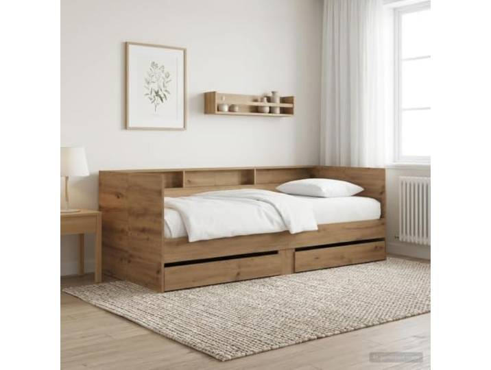 RJPLMFV Tagesbett mit Schubladen, Holz aus Technik Schlafsofa, integrierte Aufbewahrung, moderner rustikaler Stil, ideal für kleinen Raum