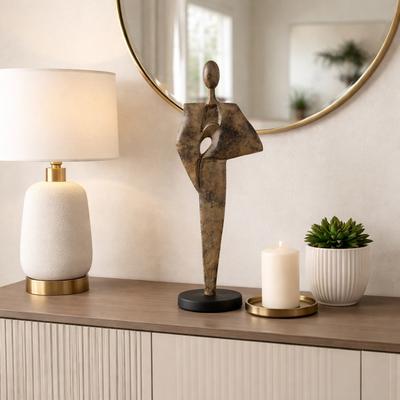 Sagebrook Home "Metal Man Figurine Sculpture - 25"", Gold & Black - 25.0"""
