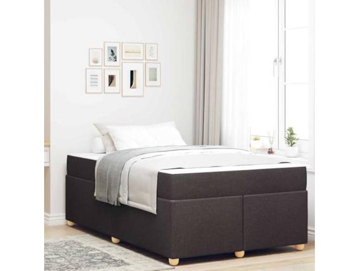 Stoffbezug mit Matratze Modernes Design Dunkelbraun 120 x 200 cm Bettrahmen mit Matratze Dunkelbraun 120 x 200 cm Stoff Bettgestell mit Taschenfederkernmatratze Stabiler Holzwerkstoff Rahmen