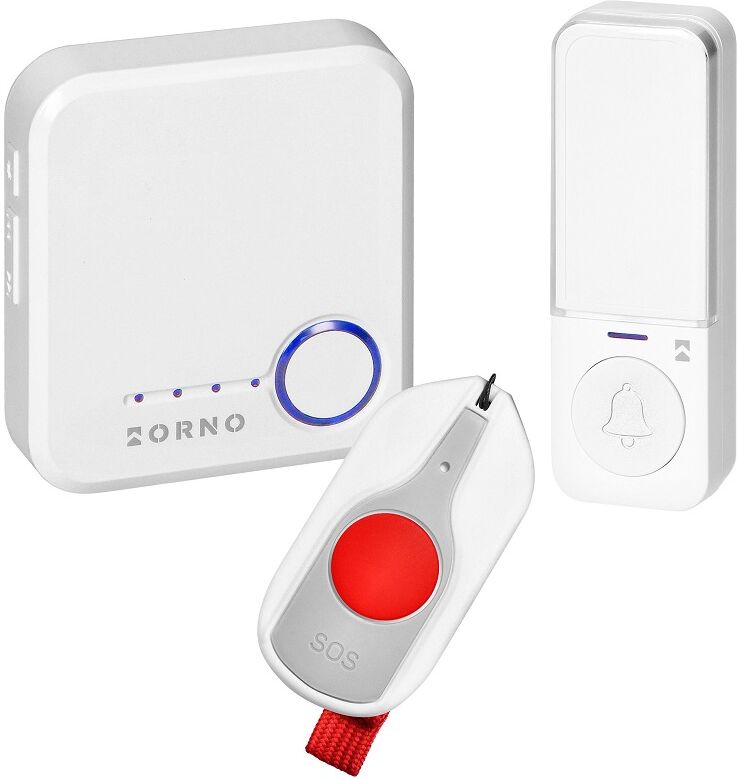 Campainha Inteligente s/ Fios Sigo AC Wi-Fi Tuya + Botão Pânico SOS (Branco) - ORNO