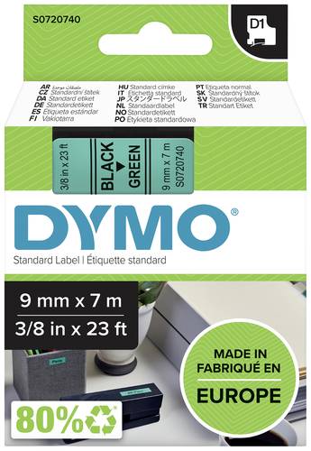 DYMO D1 40919 Bandfarbe: Grün Schriftfarbe:Schwarz 9 mm 7 m