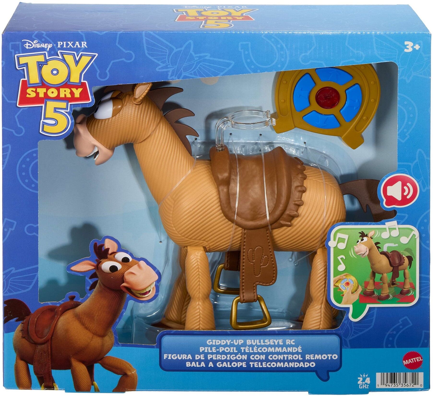 Mattel Disney Pixar Toy Story 5 Giddy-Up Bullseye RC - 12-Inch Interactive Horse with Remote Control - Ages 3 and Up