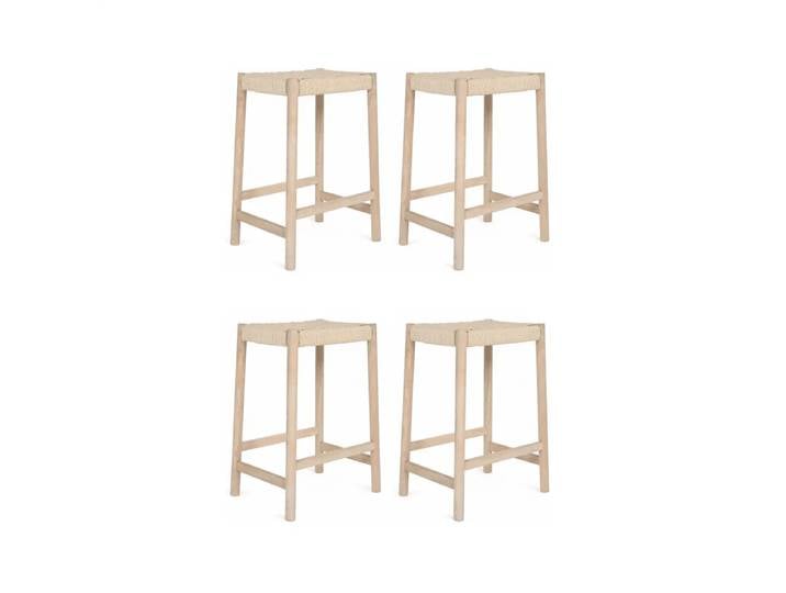 4er Set Barhocker Ida - Geflechtsitz, Eiche bianco