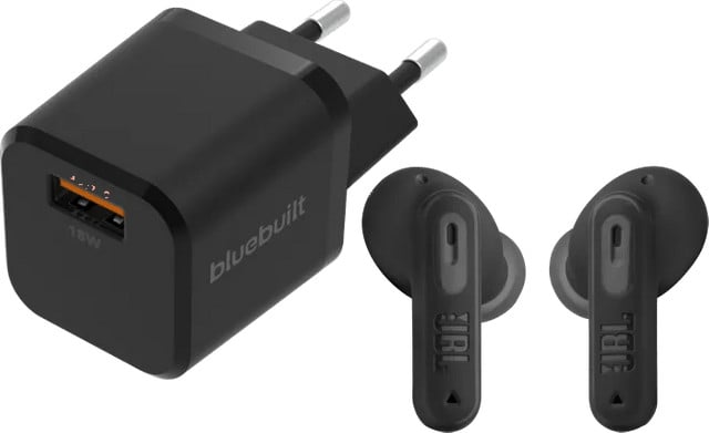JBL Tune Beam 2 True Wireless Bluetooth Oortelefoons Zwart met BlueBuilt Quick Charge Oplader