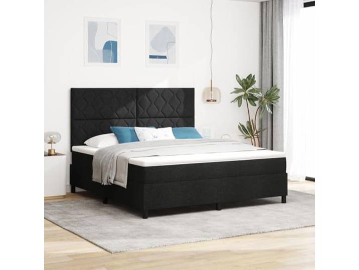 SKTQYQO Boxspringbett mit Matratze & LED Schwarz Geeignet für Hotel und Studios 180 x 200 cm Stoff