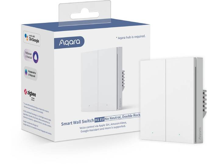 Aqara Smart Wall Switch H1 Wandschakelaar - Zonder nul draad\, dubbele drukker - Zigbee - EU versie