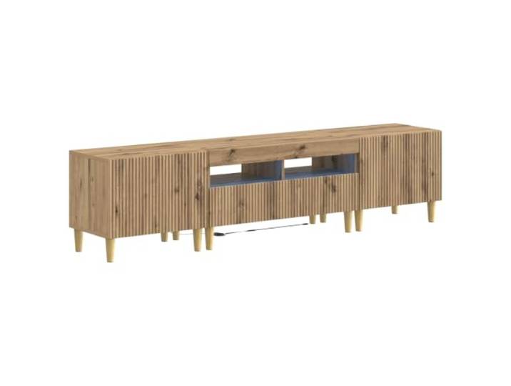 GKHPYURE TV-Schrank LED 3 Stück Eiche Handwerk Holz Engineered Flexible LED-Leuchten, reversible Türen, platzsparendes Design, Holz, handwerkliche Eiche