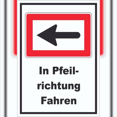 HB-Druck In Pfeilrichtung fahren links Symbol und Text Aufkleber A4 (210x297mm)