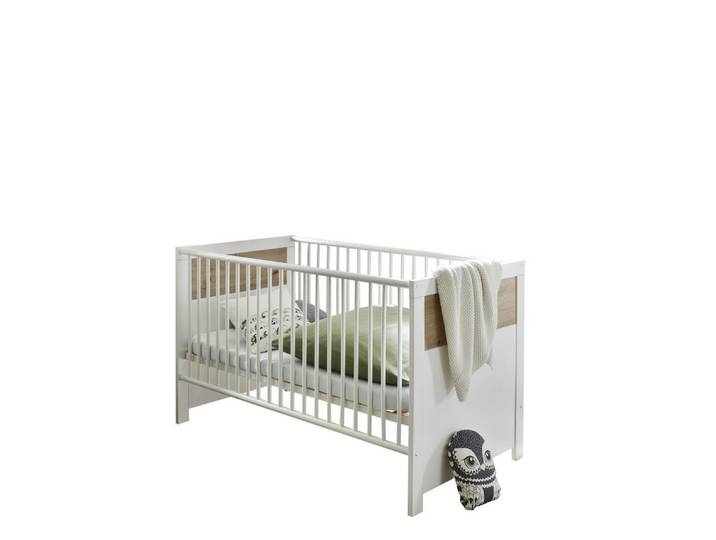 PREISBRECHER Babybett Filou, in Weiß / Artisan Eiche Dekor - 76x84x144 (BxHxT)