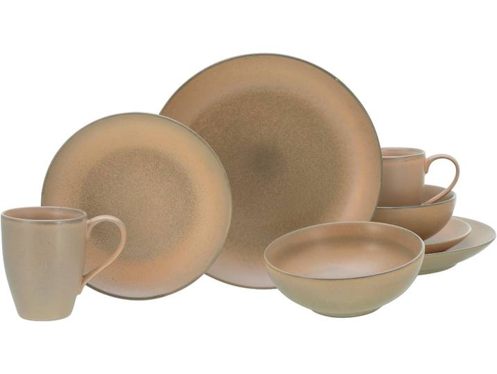 Kombiservice CREATABLE Sierra Nevada , gelb, 8 Stk., Steinzeug, Geschirr-Sets, Kombiservice, reaktive Spezialglasur, jedes Stück ein Unikat
