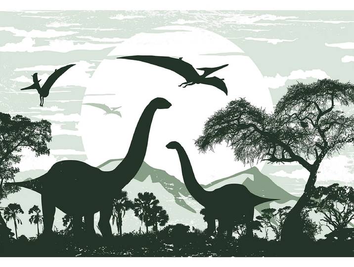 Tapete DINOSAURS 2-teilig vliesfaser dunkelgrün 254x184x1cm