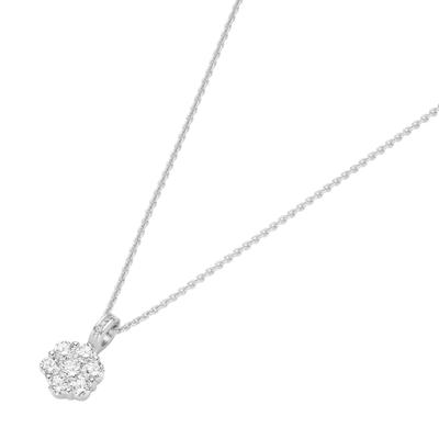 Kette mit Anhänger "Kette mit Blütenanhänger, Silber 925", weiß, GIORGIO MARTELLO MILANO, Halsketten, Damen, 43cm