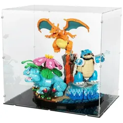 iDisplayit Acryl-Display für LEGO 72152 Pokémon Bisaflor, Glurak und Turtok (Mit schwarzem Boden)