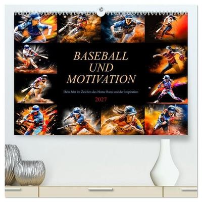 Baseball und Motivation (hochwertiger Premium Wandkalender 2027 DIN A2 quer), Kunstdruck in Hochglanz
