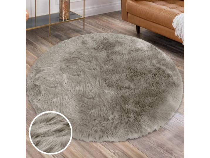 Hochflor-Teppich GOODPRODUCT Valeria Fellteppich kuschelig Gr. 10, grau (taupe), H:60mm Ø:175cm, Kunstfaser, Teppiche, Hochflor-Teppich, Kunstfell, weiche Teppiche, Wohnzimmer, Schlafzimmer, Esszimmer
